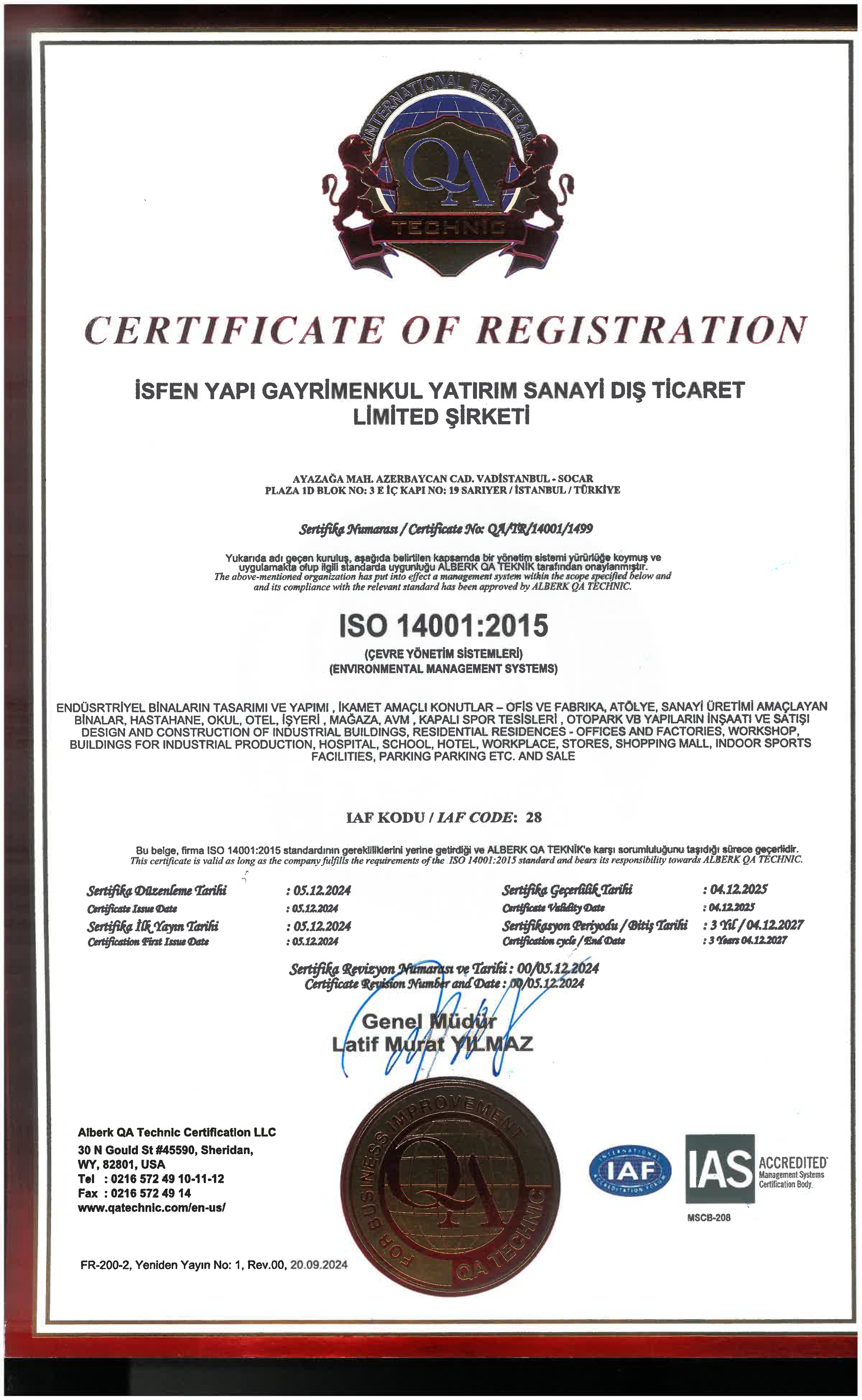 ISO 14001:2015 Çevre Yönetim Sistemi